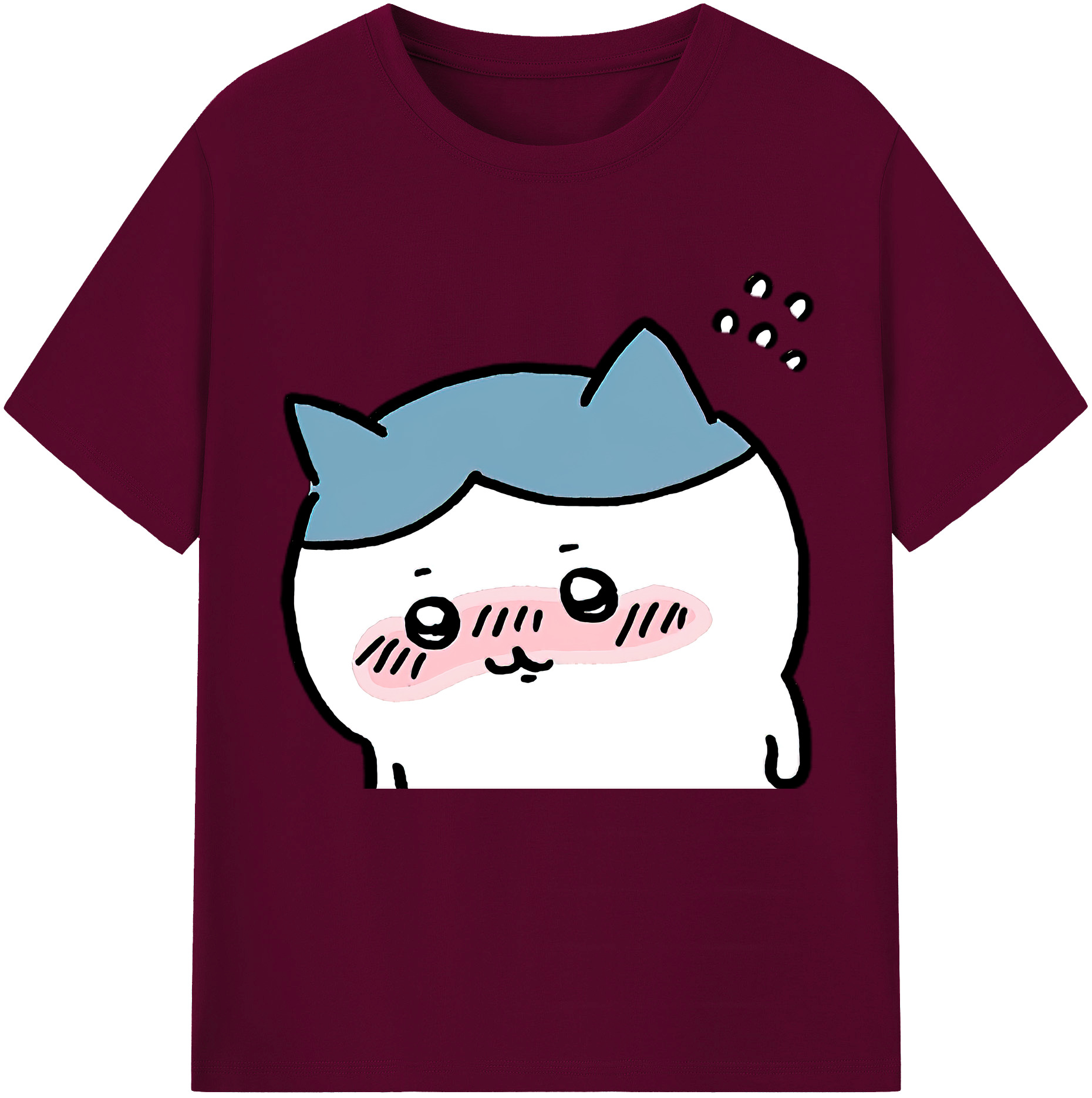 （画像用） ちいかわ ハチワレ Chii-kawa hachiware レディースカジュアルプリントTシャツ（綿100％）